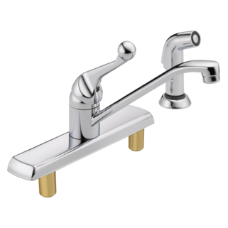 Delta — Delta 134 / 100 / 300 / 400 Series: Single Handle Kitchen Faucet with Spray